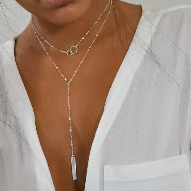 Silver Y Drop Necklace