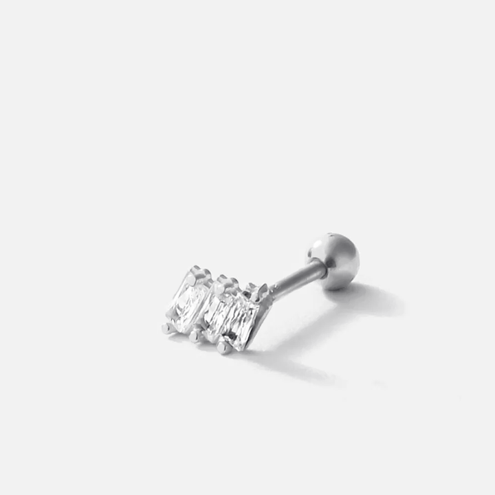 Baguette Stone Sterling Silver stud