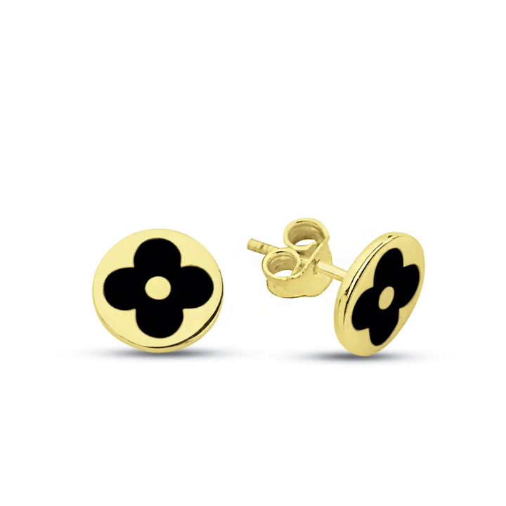 black clover stud earrings in gold