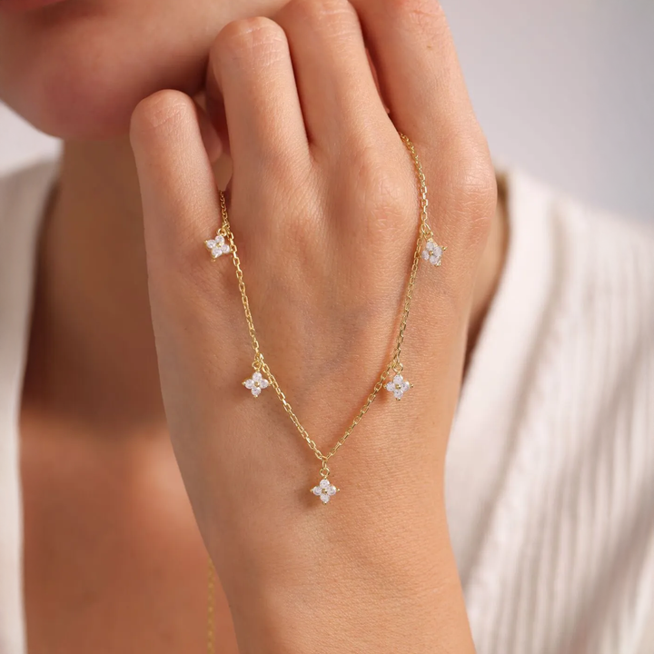 star-studded gem charms necklace