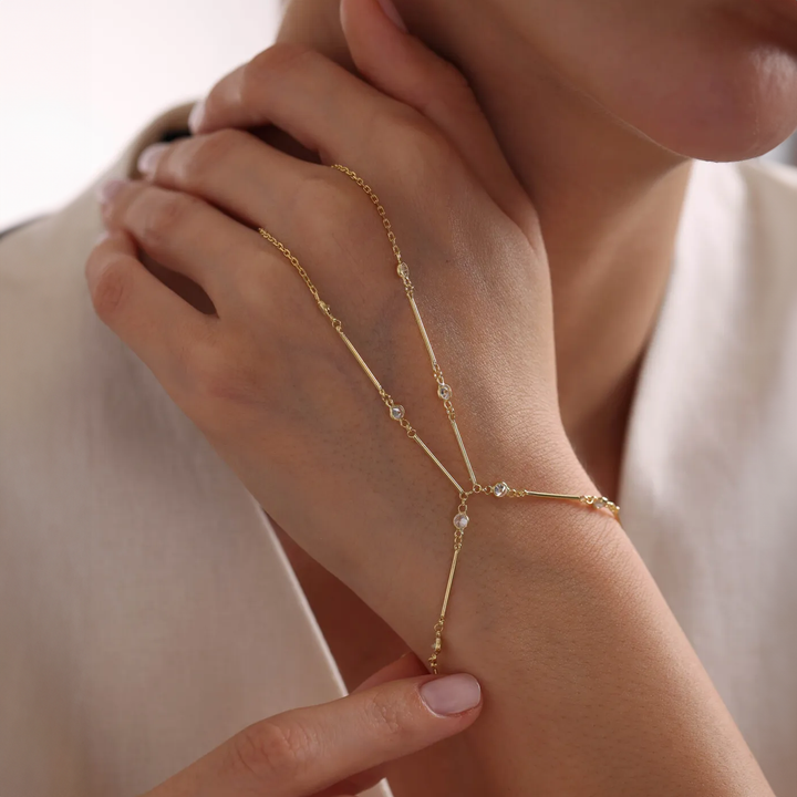 gold plated Bar Hand Bracelet