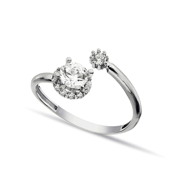 Two Stone Cubic Zirconia Open Ring