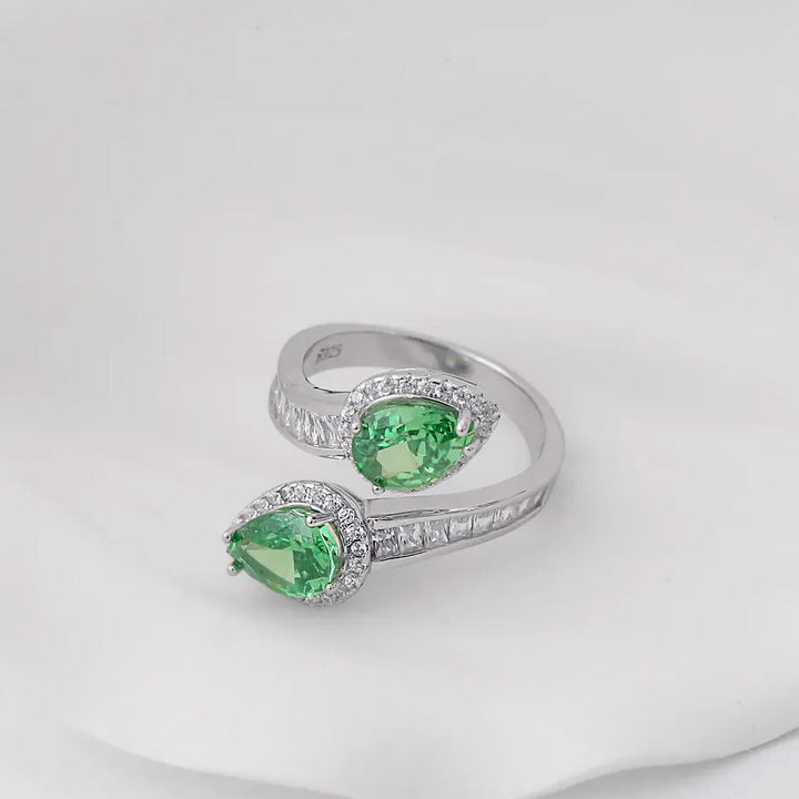 Green Teardrop Diamond Ring