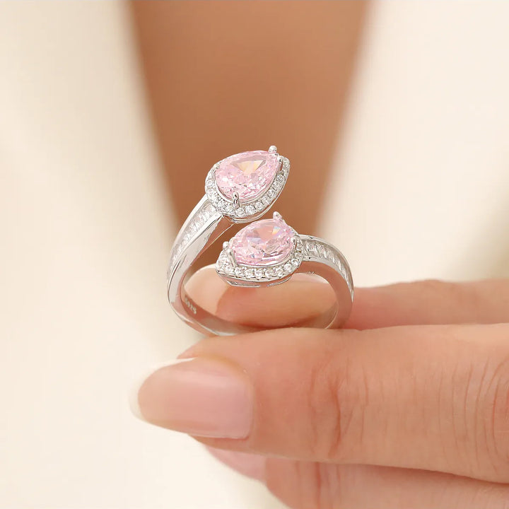 pale pink drop cut stone ring