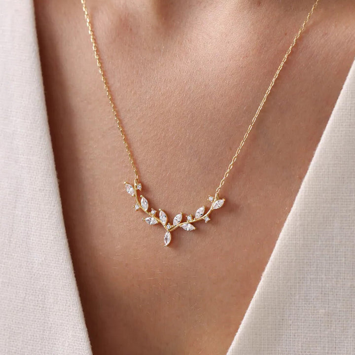 Silver Gold-Plated Zircon Necklace