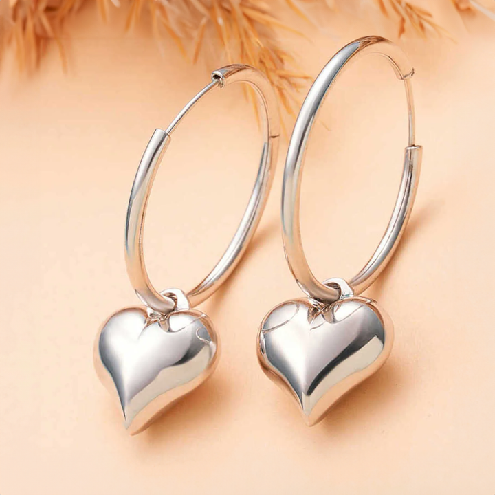 Heart Charm Hoop Earrings