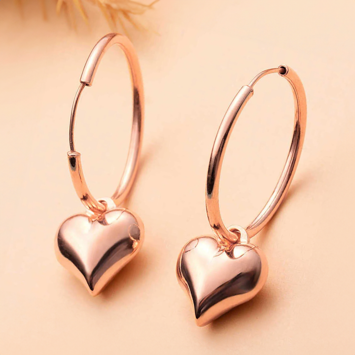 Heart Earrings rose Gold Hoops