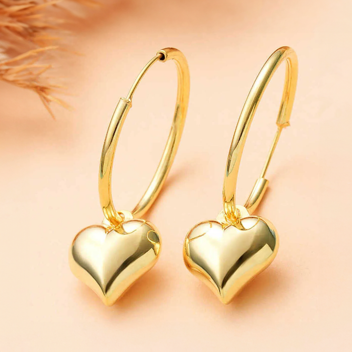 chunky heart hoop earring in gold