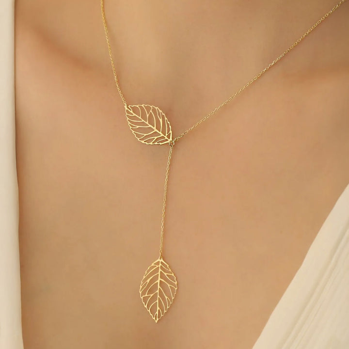 Dainty Leaf Y Necklace