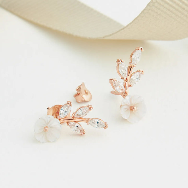 flower stud earrings 925 silver