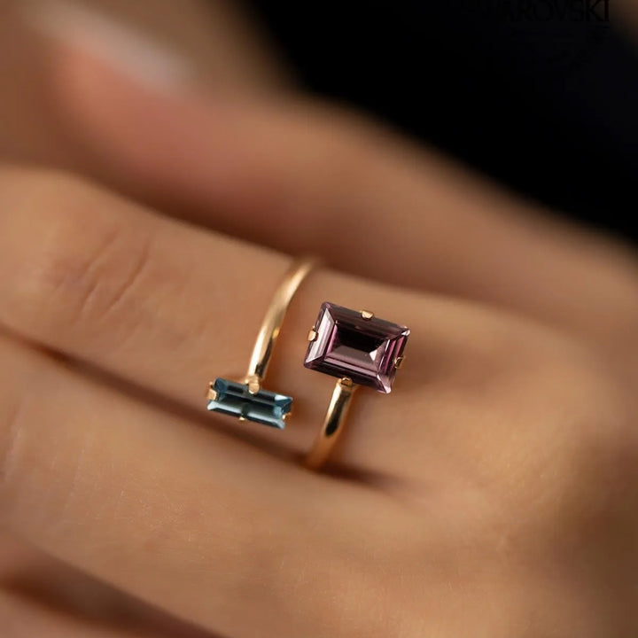 Baguette-Cut Gemstone Ring