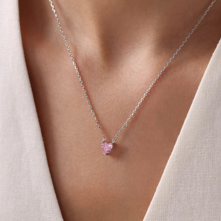 Pink Stone Heart Necklace