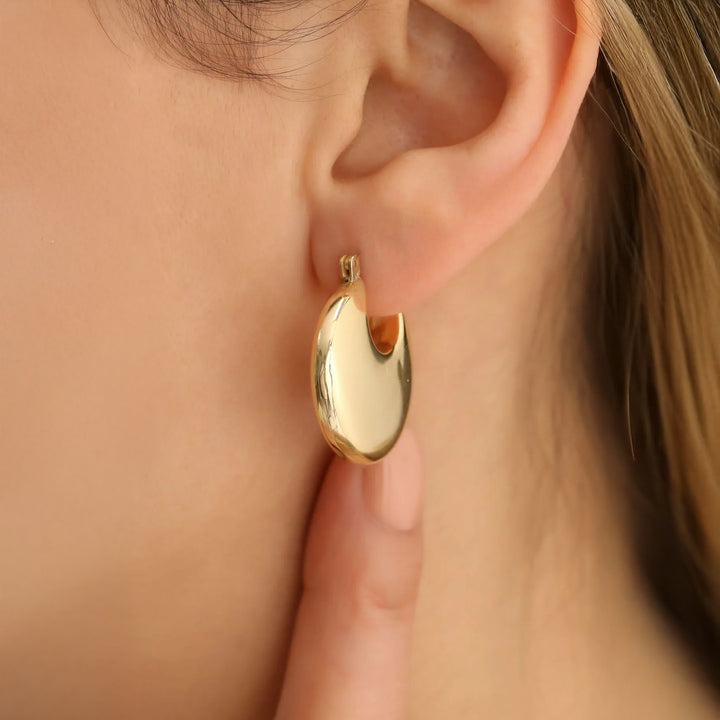 Chunky Smooth Gold Plated Hoops