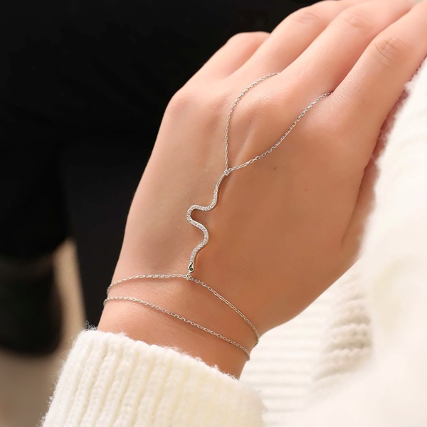 Dainty Silver Hand Chain Bracelet