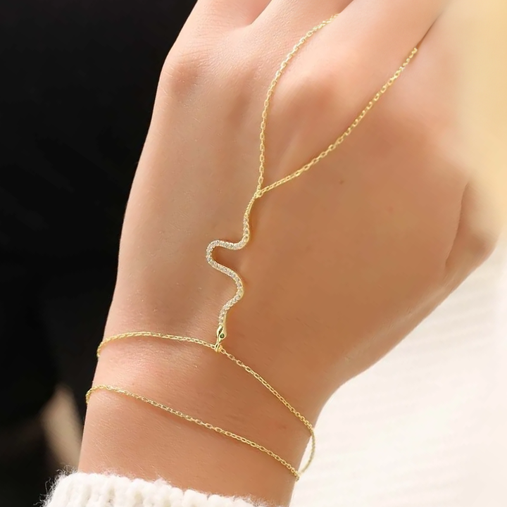 gold snake hand chain