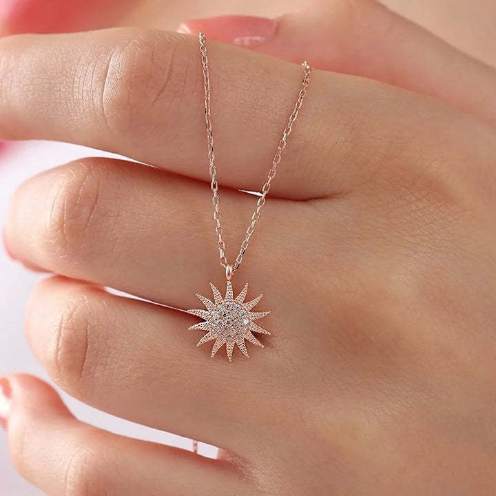 Sun Necklace Rose Gold Plated