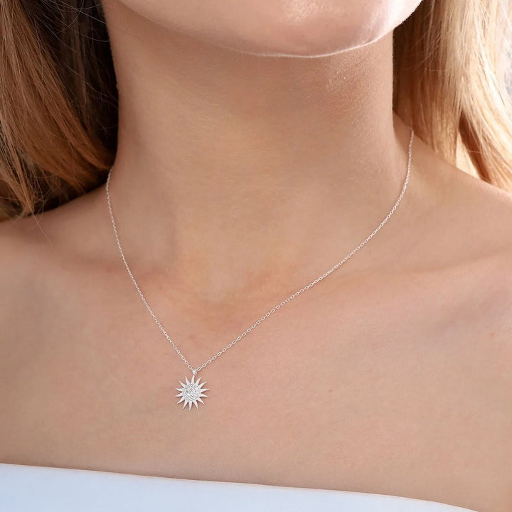 Pave Sun Pendant Necklace