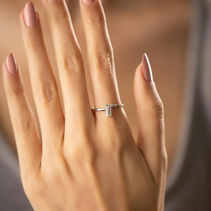 minimalist Stone Ring in Sterling Silver