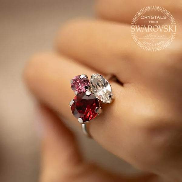 Red Cubic Zircon Slim Ring