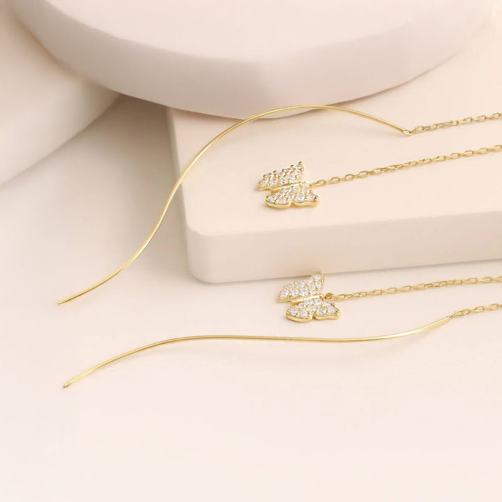 threader chain earrings gold