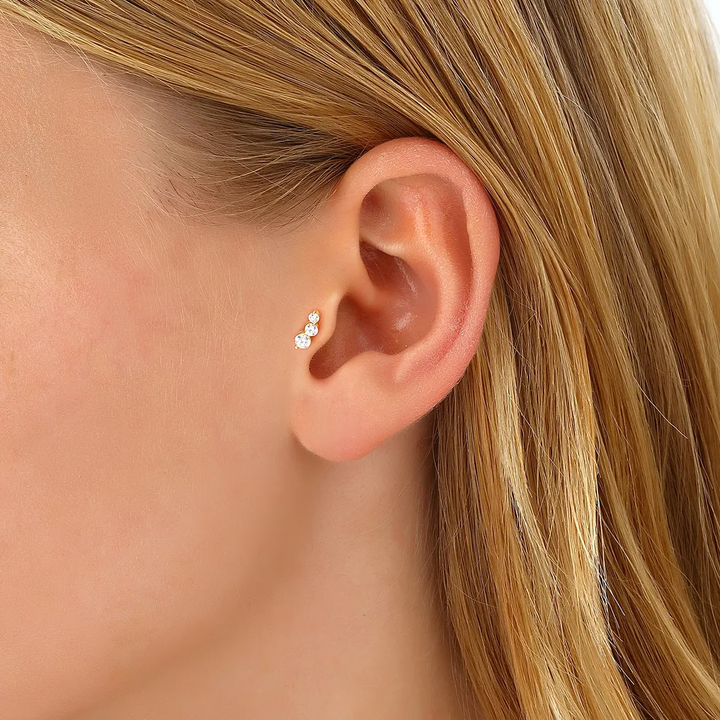 Crystal Ear Piercing in gold