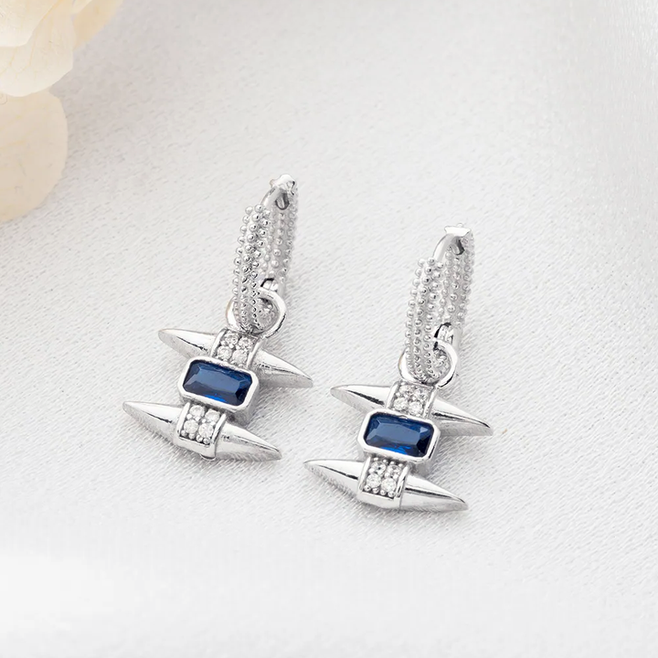 Sapphire Spike Charm Dangle Earrings